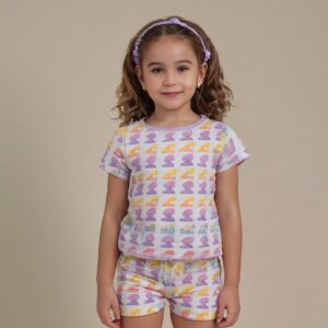Unisex Rose Allover Printed Coord Set for Kids (3–6 Years)