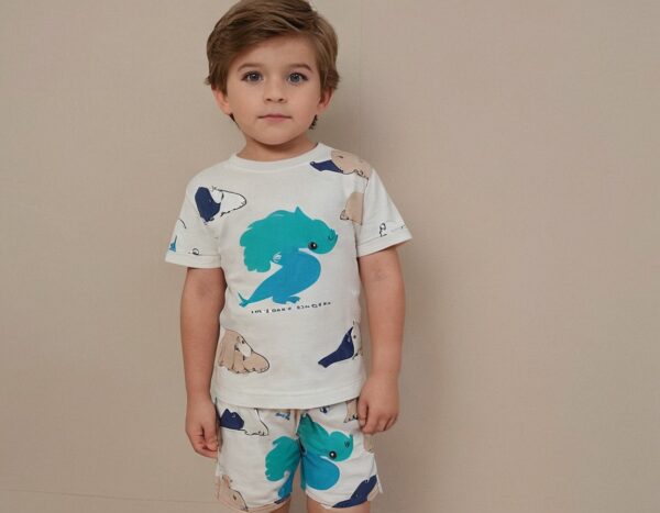 Unisex White Allover Printed Coord Set for Kids (3–6 Years)