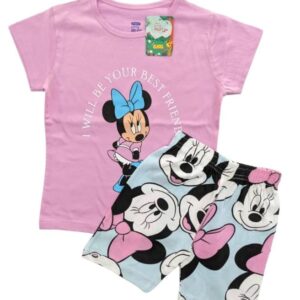 Girls Rose T-Shirt & Printed Shorts Set for 7–8 Years – Soft & Stylish Summer Outfit