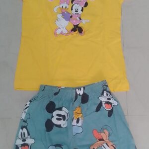 Girls Yellow T-Shirt & Printed Shorts Set for 7–8 Years – Soft & Stylish Summer Outfit