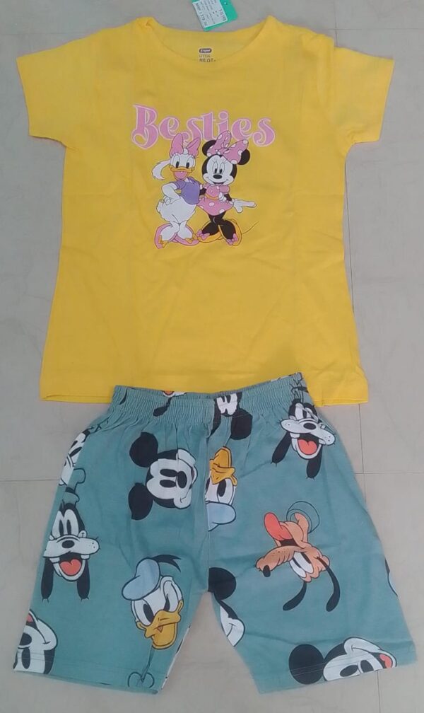 Girls Yellow T-Shirt & Printed Shorts Set for 7–8 Years – Soft & Stylish Summer Outfit