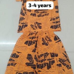 Branded Unisex Orange Summer Co-ord Set (T-Shirt + Trousers) for 3–4 Years – Lightweight & Stylish Outfit