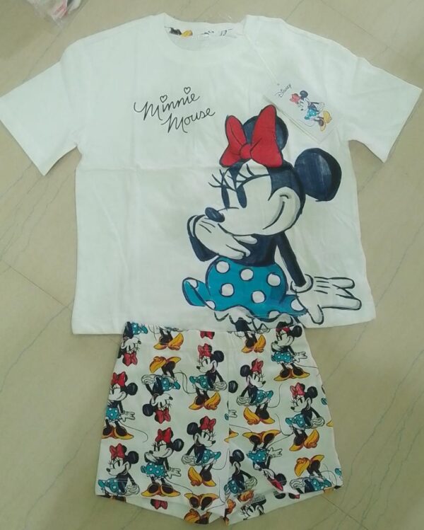 Disney Girls Soft Cotton T-Shirt & Shorts Set for 4–6 Years – Cute & Comfy Outfit with Fun Cartoon Prints