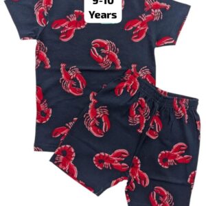 Unisex Cotton Co-ord Set (T-Shirt + Shorts) for 9-10 Years – Red Casual Wear