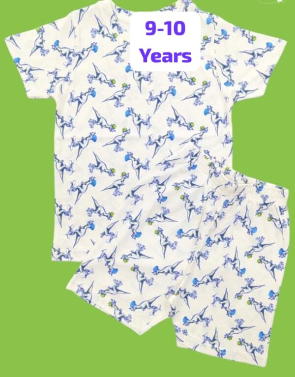 Unisex Cotton Co-ord Set (T-Shirt + Shorts) for 9-10 Years – White Casual Wear