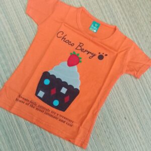 Branded Orange Applique Work T-Shirt for Kids (9 Months–5 Years) – Boys & Girls