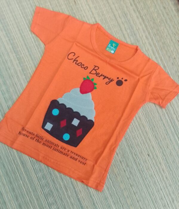 Branded Orange Applique Work T-Shirt for Kids (9 Months–5 Years) – Boys & Girls