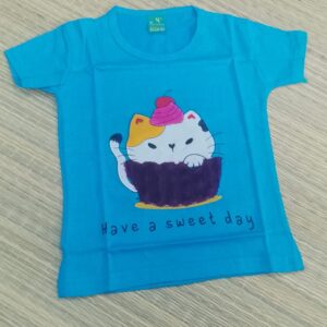 Branded Light Blue Applique Work T-Shirt for Kids (9 Months–5 Years) – Boys & Girls