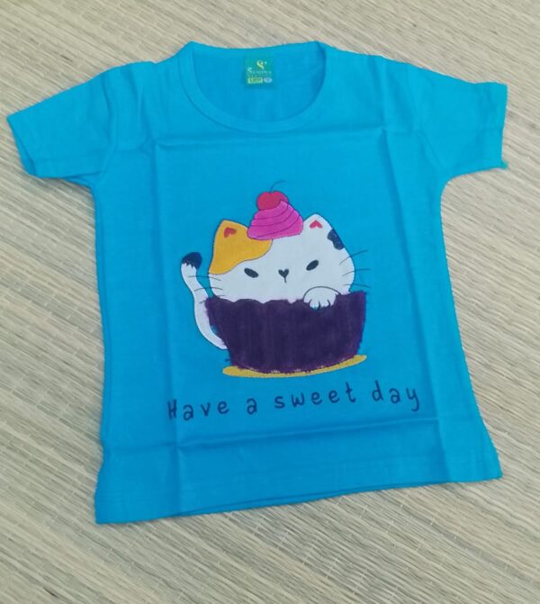 Branded Light Blue Applique Work T-Shirt for Kids (9 Months–5 Years) – Boys & Girls