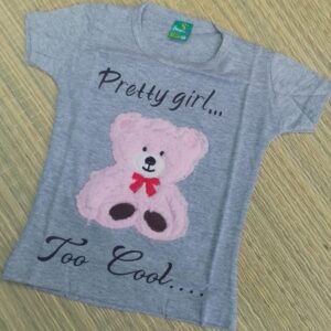 Branded Grey Applique Work T-Shirt for Kids (9 Months–5 Years) – Boys & Girls