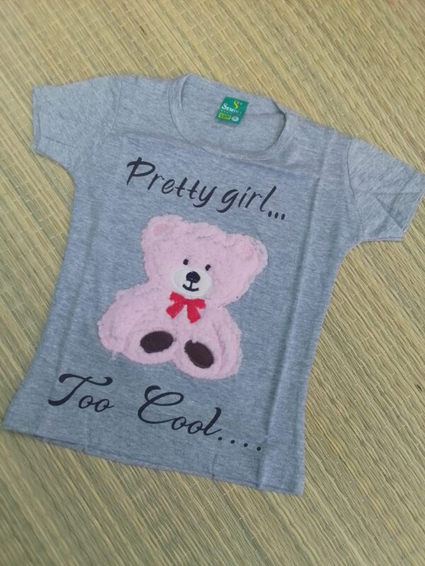 Branded Grey Applique Work T-Shirt for Kids (9 Months–5 Years) – Boys & Girls