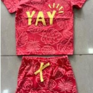 Disney Primark T-Shirt & Shorts SetUnisex Red Cotton Half-Sleeve Co-ord Set (T-Shirt + Shorts) with Cute Prints for 9–36 Months – Disney Primark Baby Set